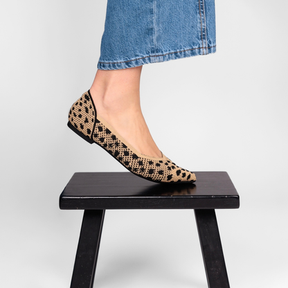 Superblandas Air leopardo de perfil, zapatos de mujer con tejido respirable y suela plana flexible