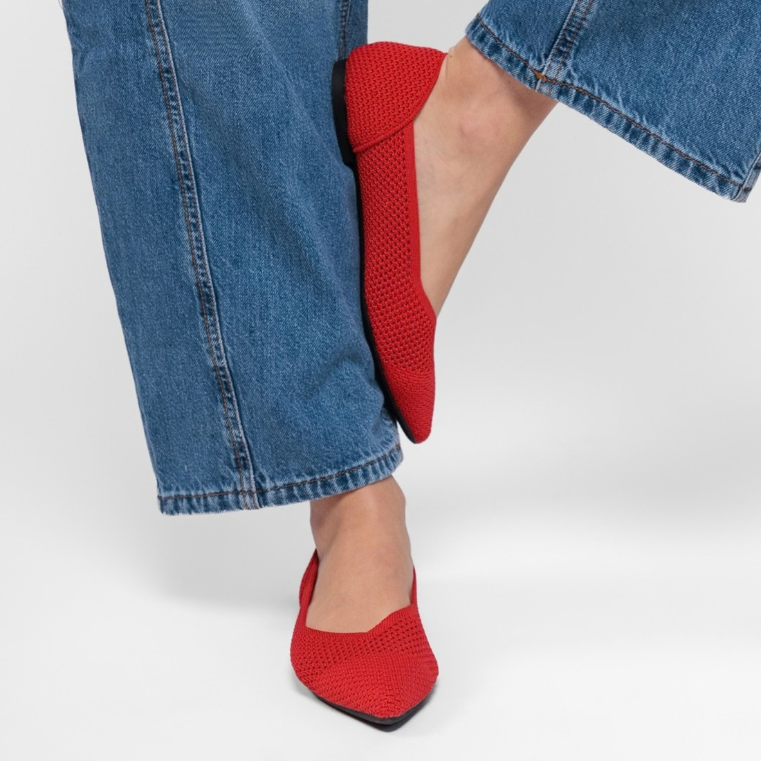 Zapatos cómodos Superblandas Air rojo para mujer, tejidos y de punta estilizada